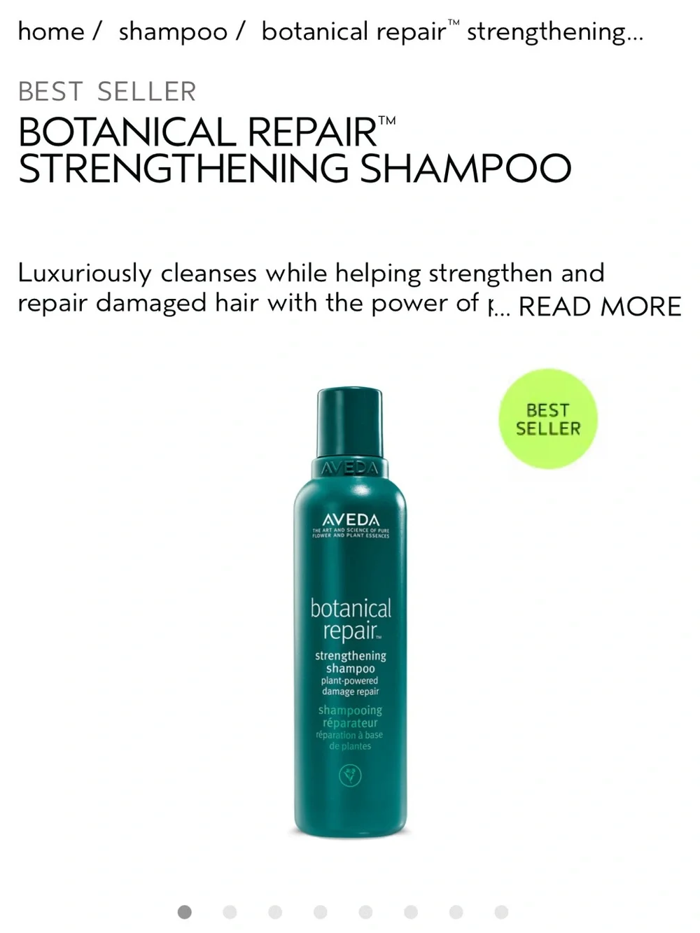 AVEDA Botanical Repair Strengthening Shampoo — Teal-Green Bottle